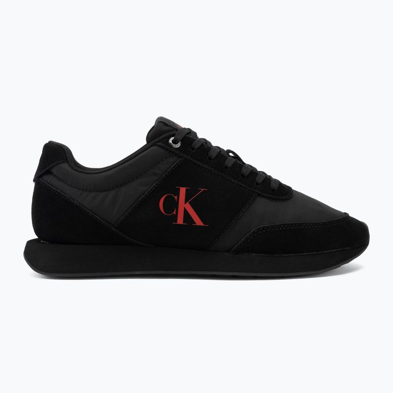 Pánské boty Calvin Klein HM0HM02212 Retro Runner Bans Leather Suede triple black/adrenaline rush 2
