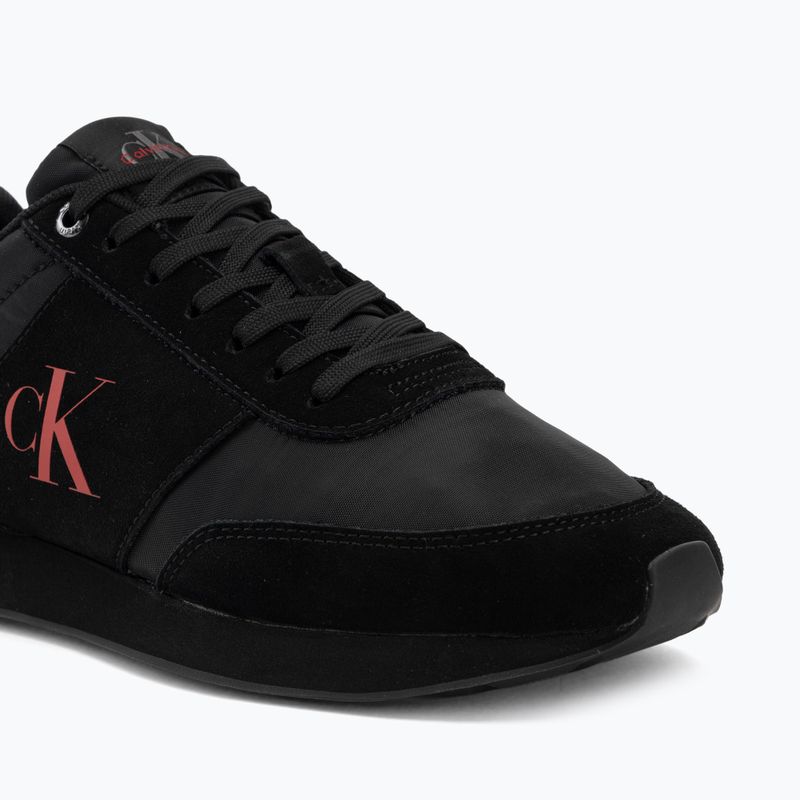 Pánské boty Calvin Klein HM0HM02212 Retro Runner Bans Leather Suede triple black/adrenaline rush 7