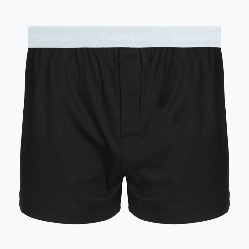 Pánské boxerky Calvin Klein LV00NB4267 Boxer Slim black bodies w/ poseidon blue/plein 2
