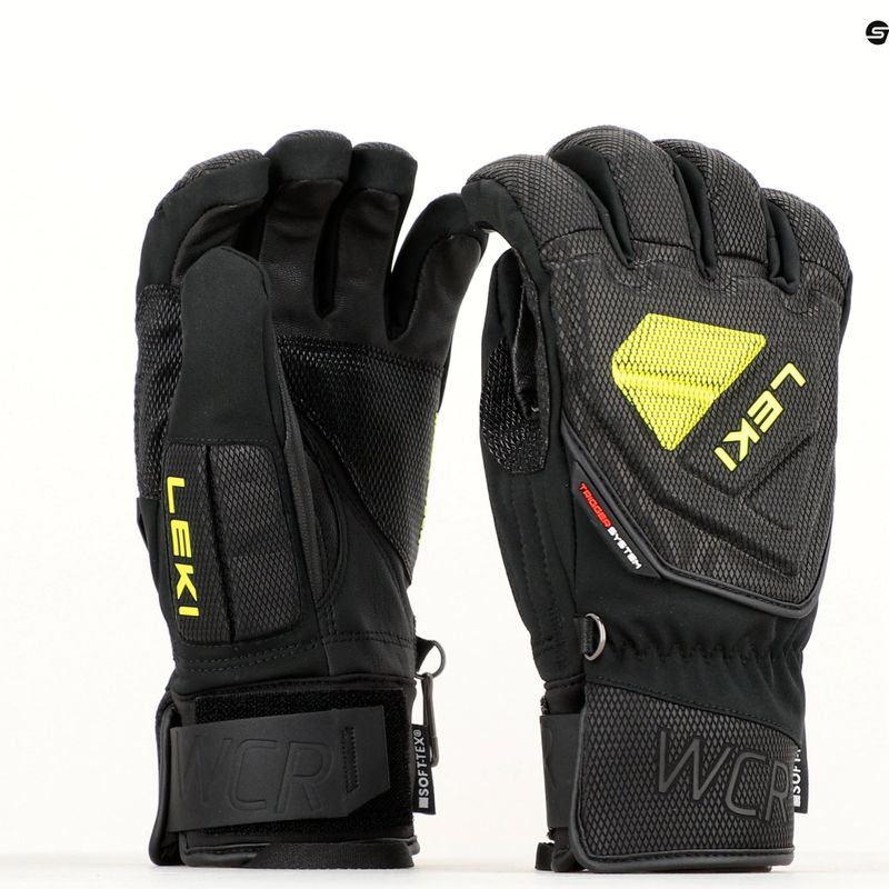 Pánské lyžařské rukavice LEKI WCR C-Tech 3D black ice/lemon 9