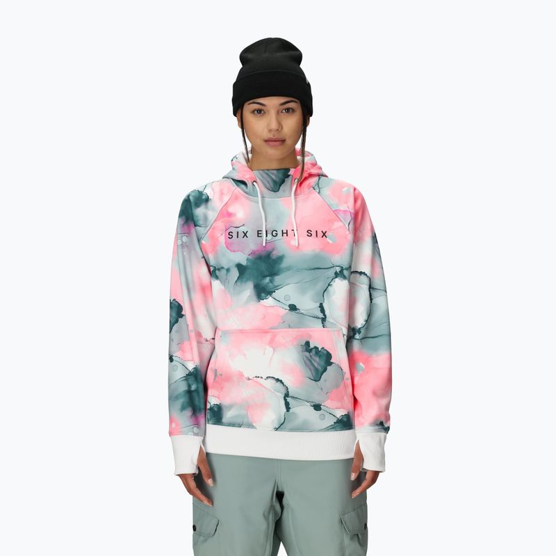 Dámská snowboardová mikina 686 Bonded Fleece Pullover Hoody geranium pink ink