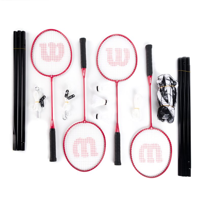 Sada badmintonových raket Wilson Bad.Tour Bmtn Stl Poles 4 Pc červená WRT844400