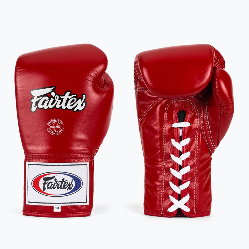 Boxerské rukavice Fairtex Pro Competition Locked Thumb Leather červené