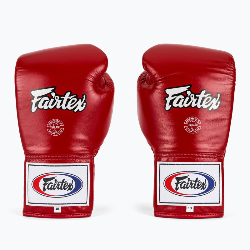 Boxerské rukavice Fairtex Pro Competition Locked Thumb Leather červené 2