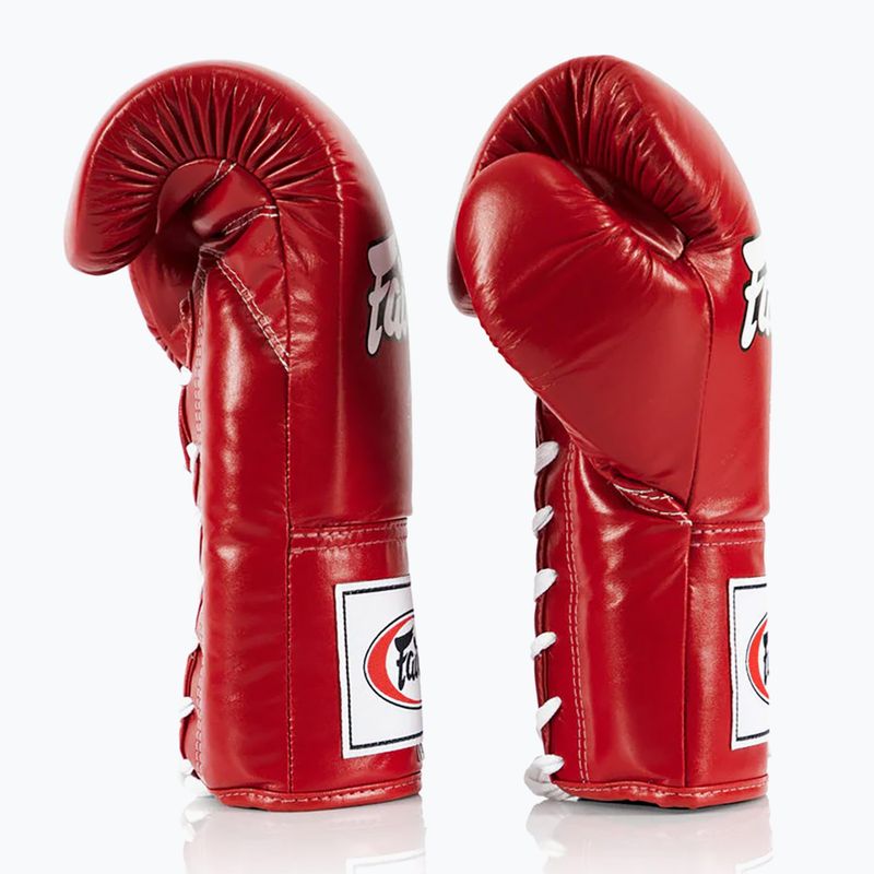 Boxerské rukavice Fairtex Pro Competition Locked Thumb Leather červené 3