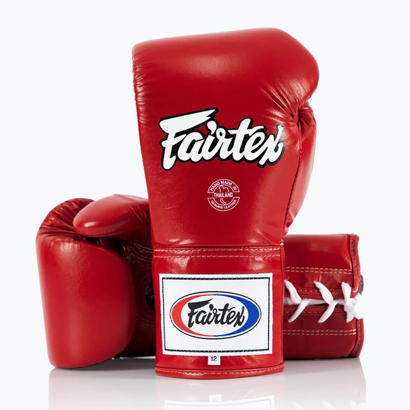Boxerské rukavice Fairtex Pro Competition Locked Thumb Leather červené 4