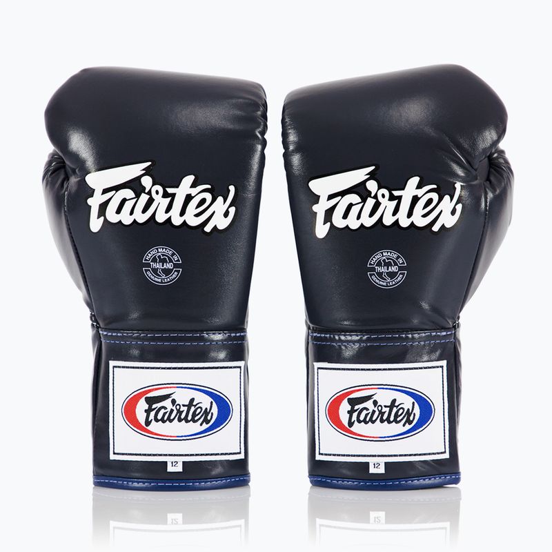 Boxerské rukavice  Fairtex Pro Competition Locked Thumb Leather blue