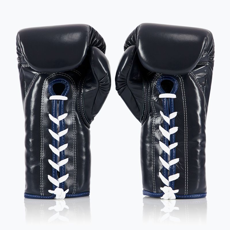 Boxerské rukavice  Fairtex Pro Competition Locked Thumb Leather blue 2
