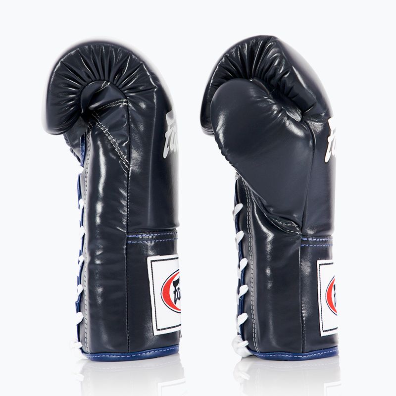 Boxerské rukavice  Fairtex Pro Competition Locked Thumb Leather blue 3