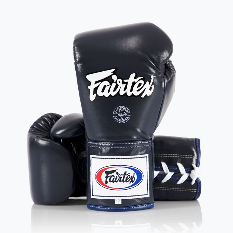 Boxerské rukavice  Fairtex Pro Competition Locked Thumb Leather blue 4
