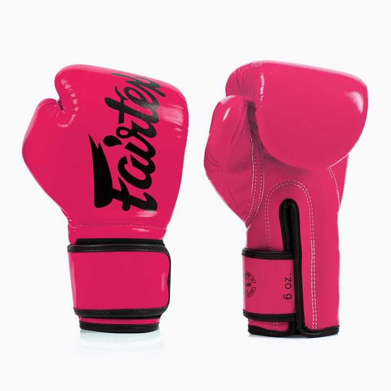 Boxerské rukavice Fairtex Microfiber pink/black barefoot
