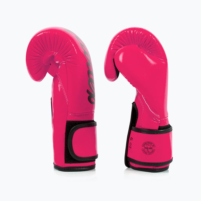Boxerské rukavice Fairtex Microfiber pink/black barefoot 3