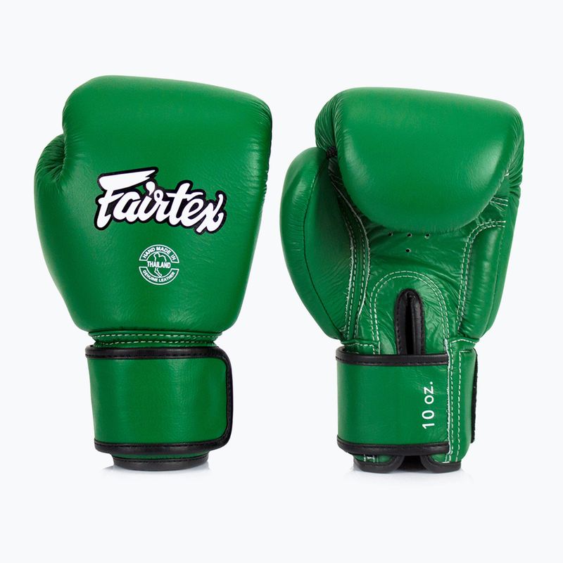 Boxerské rukavice Fairtex Real Leather Boxing green