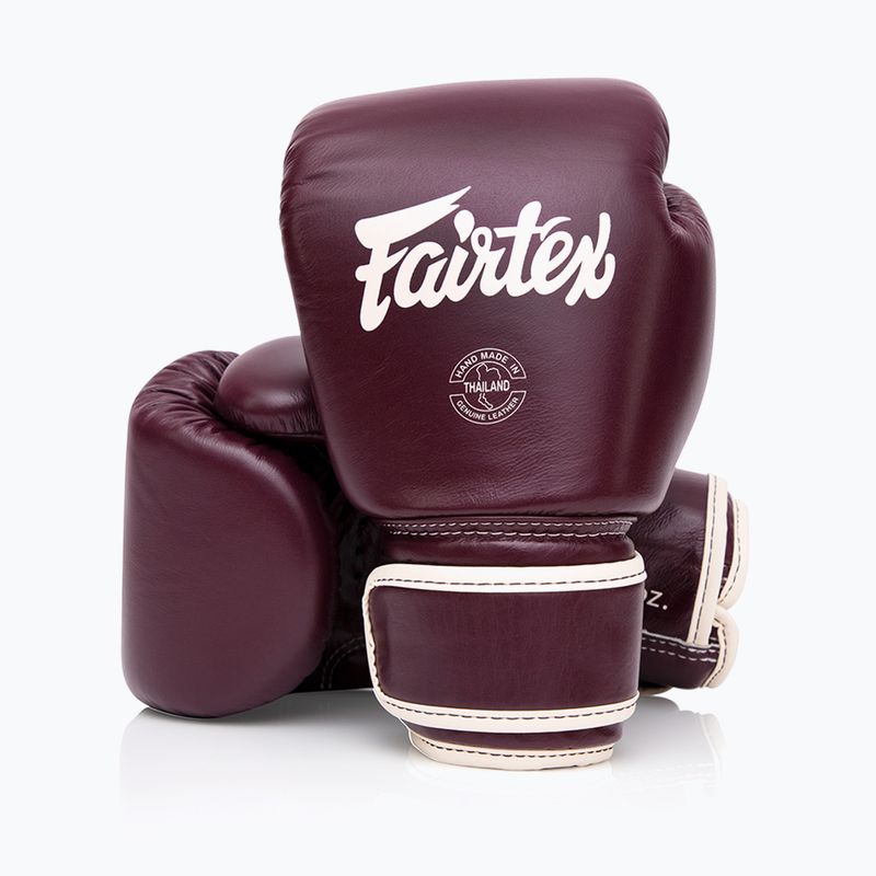 Boxerské rukavice Fairtex Real Leather Boxing maroon 4