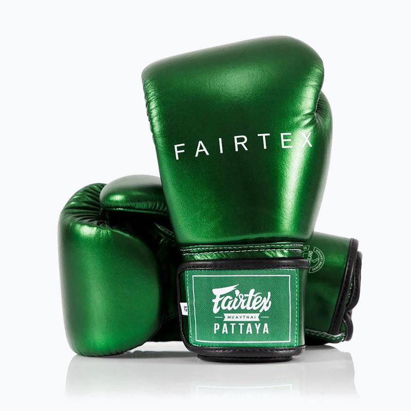 Boxerské rukavice Fairtex Metallic green 4