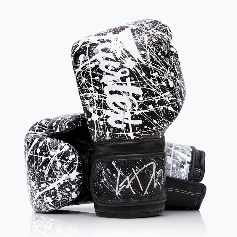 Boxerské rukavice Fairtex Microfiber Art Collections Painter black/white 4