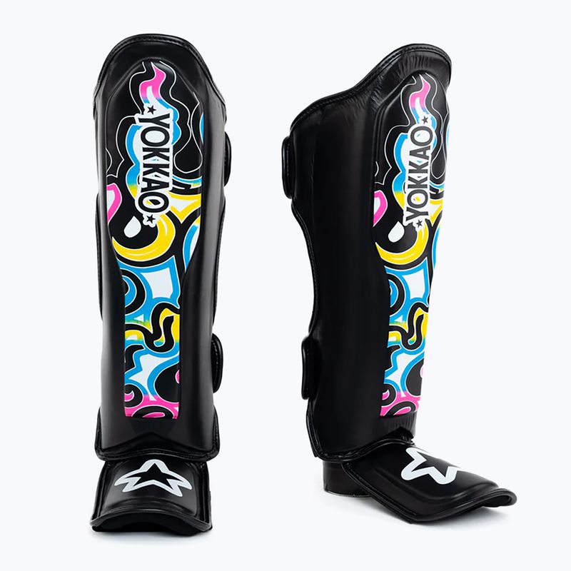 Chrániče holenních kostí a chodidel Yokkao Flames black 2