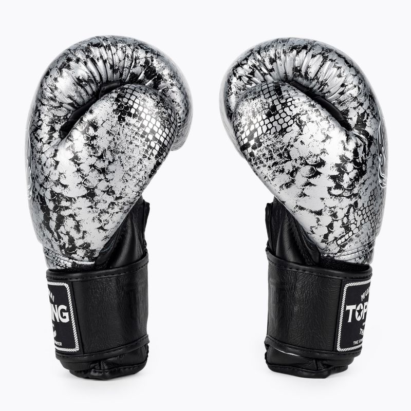 Boxerské rukavice Top King Muay Thai Super Star Snake černé TKBGSS-02A-BK-SV-10 3