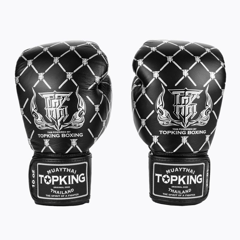 Boxerské rukavice Top King Boxing Chain černé/stříbrné