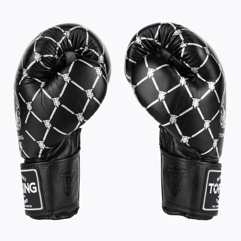 Boxerské rukavice Top King Boxing Chain černé/stříbrné 3
