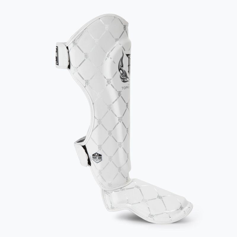 Chrániče holenních kostí a chodidel Top King Chain Semi Leather white/silver 2