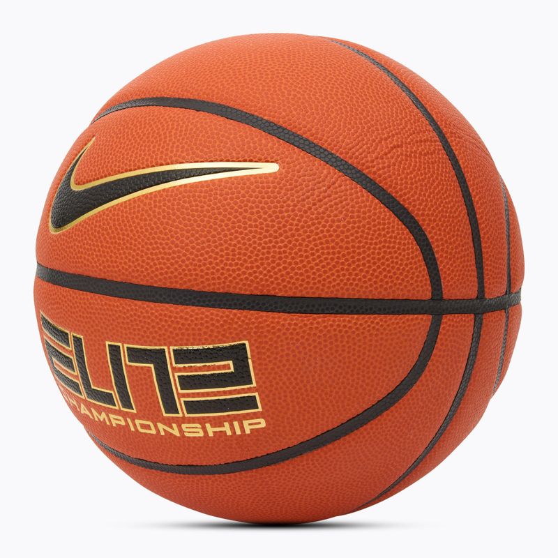 Basketbalový míč Nike Elite Championship 8P 2.0 Deflated amber court/black/metallic gold/black velikost 6 2