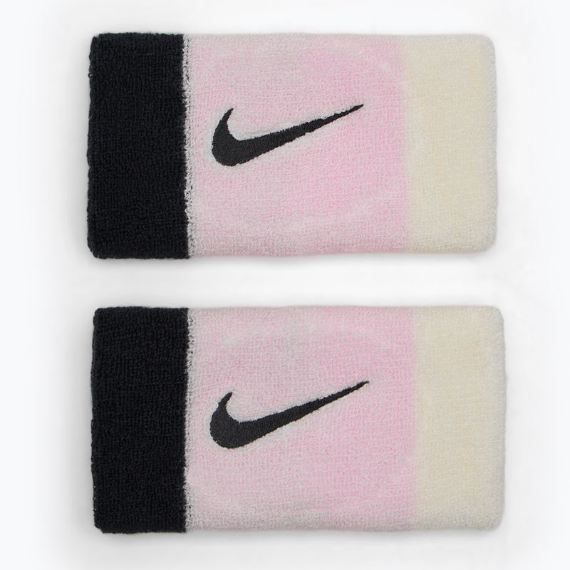 Potítka  Nike Swoosh Doublewide Wristbands 2 szt. pink foam/coconut milk/black