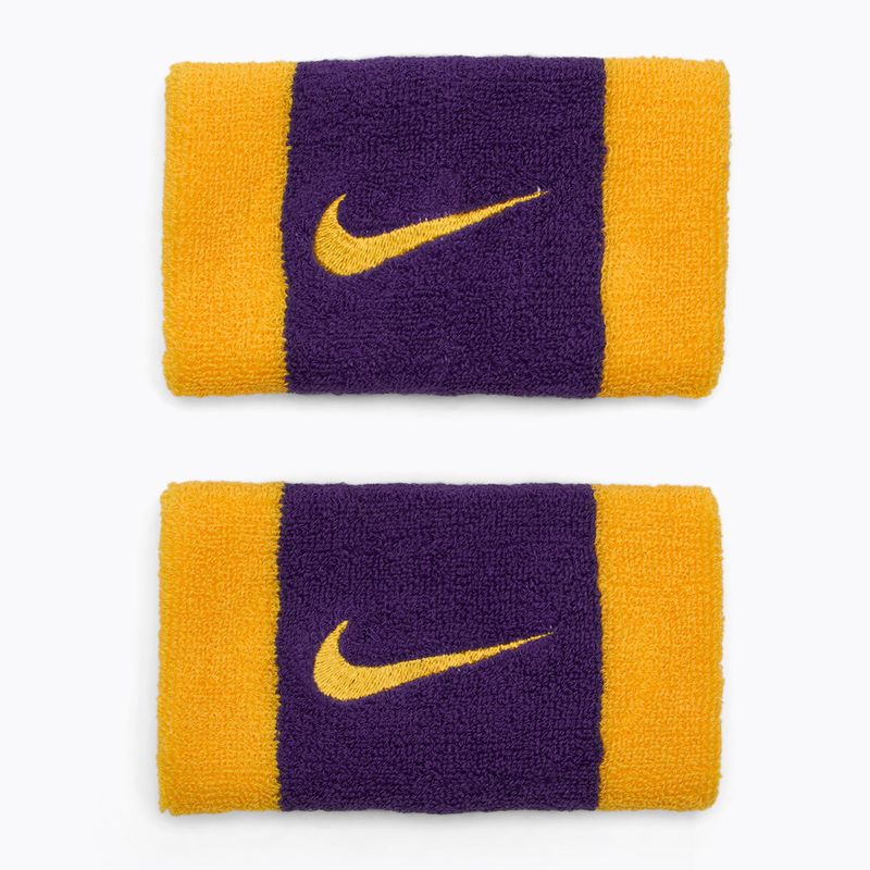 Potítka  Nike Swoosh Doublewide Wristbands 2 szt. university gold/court purple/university gold
