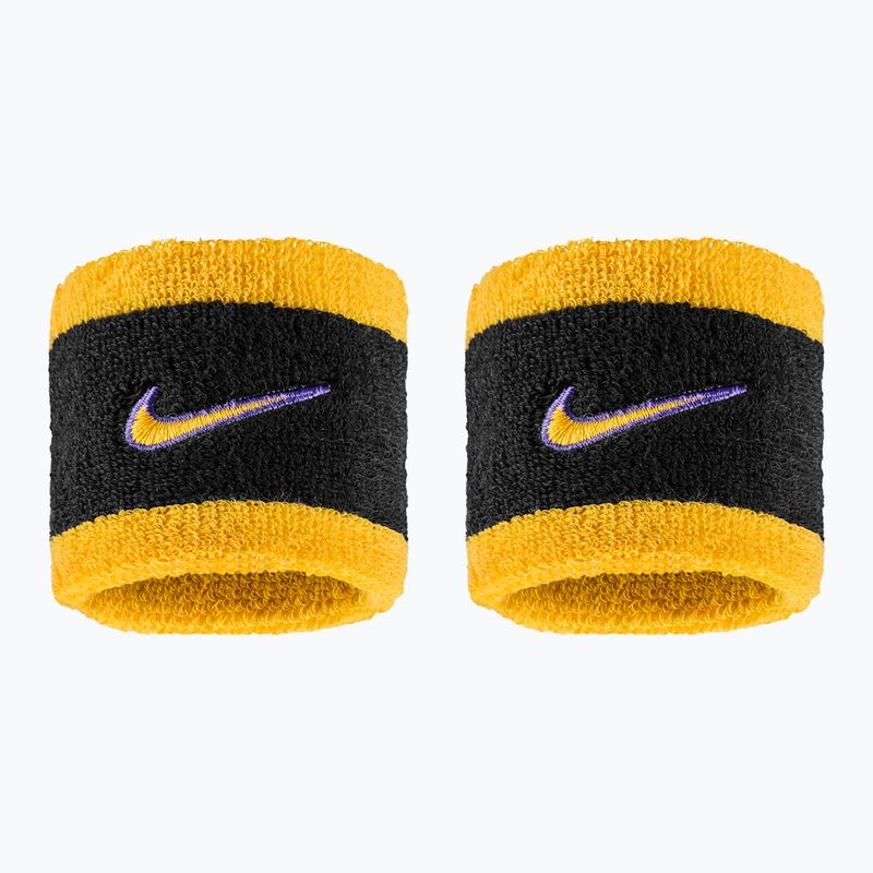 Potítka na zápěstí Nike Swoosh Classic Wristbands 2 ks black/court purple/university gold