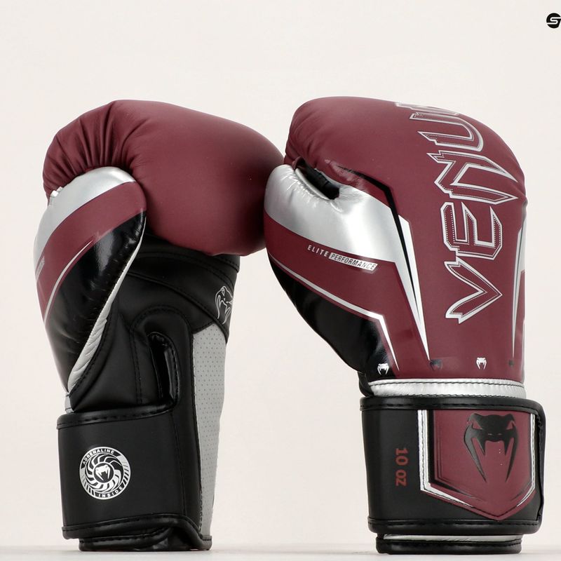 Boxerské rukavice  Venum Elite Evo burgundy/silver 7