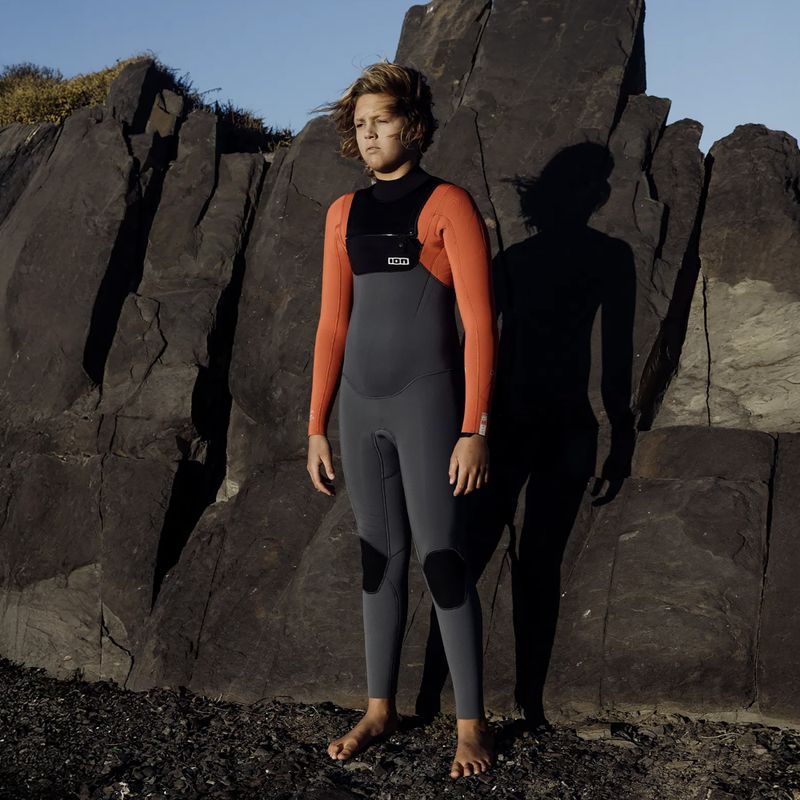 Dětský surfařský neopren ION Capture 4/3 Front Zip Jr steel blue/red 5