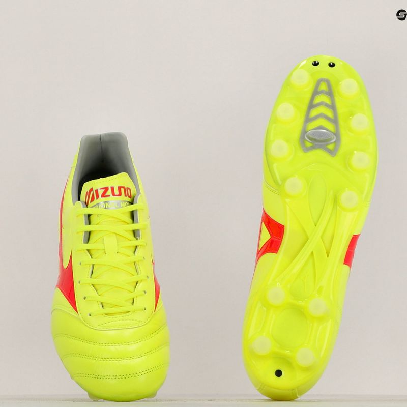 Pánské kopačky Mizuno Morelia II Pro MD safety yellow/fiery coral 2/galaxy silver 10