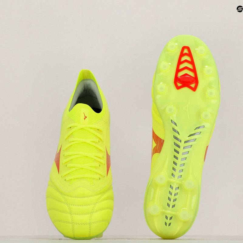 Pánské kopačky Mizuno Morelia Neo IV Β Elite MD safety yellow/fiery coral 2/galaxy silver 11