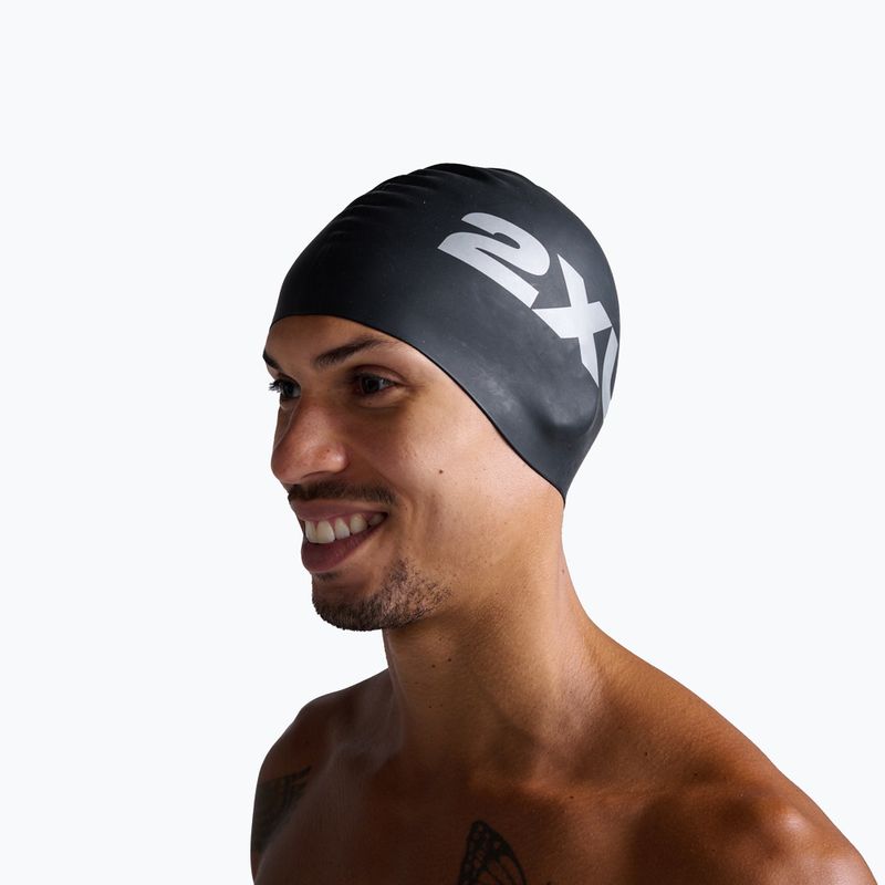 Plavecká čepice 2XU Silicone black/black 4