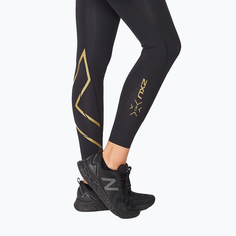 Dámské tréninkové legíny 2XU Force Mid-Rise Compression black and gold WA5367B 5