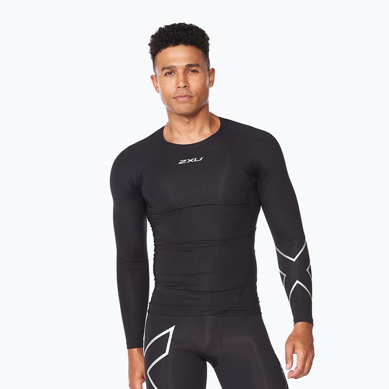 Pánské tréninkové tričko s dlouhým rukávem 2XU Core Compression black MA6398A