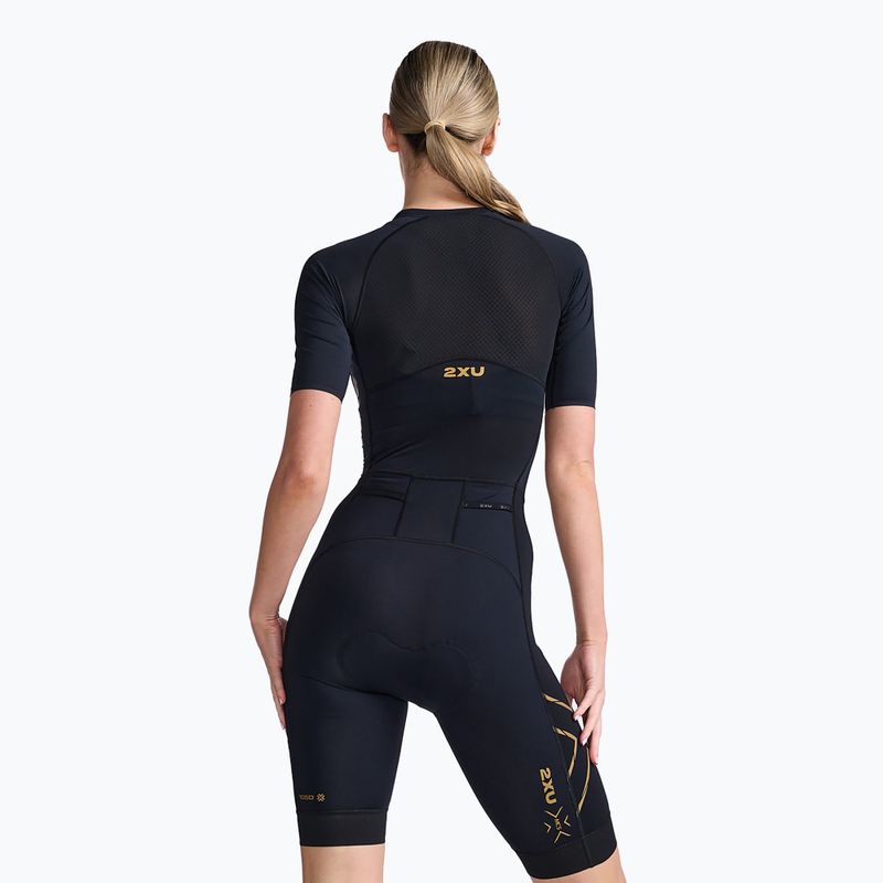 Dámský triatlonový oblek 2XU Light Speed Sleeved black/gold 2