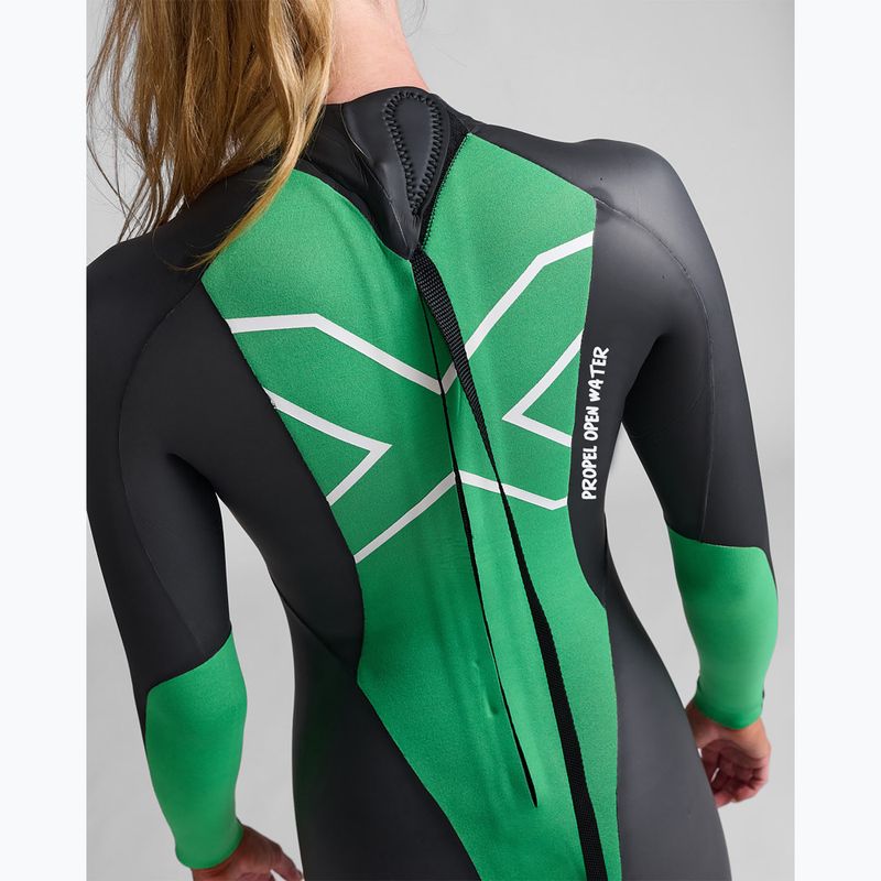 Dámská triatlonová neoprenová kombinéza 2XU Propel Openwater black/bright green 7