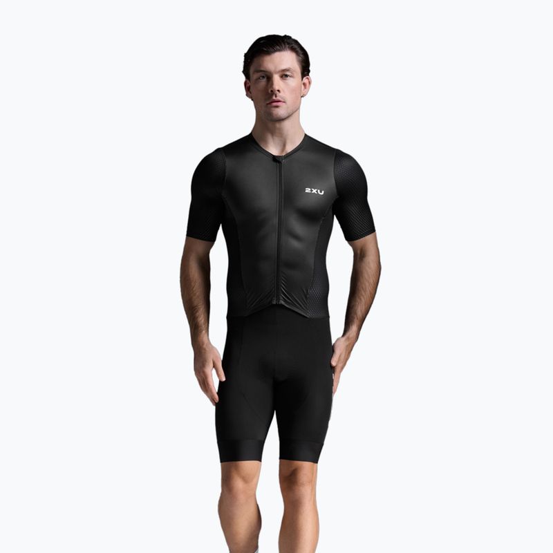 Pánská tritlonová kombinéza  2XU Aero Hex Sleeved black/white 2