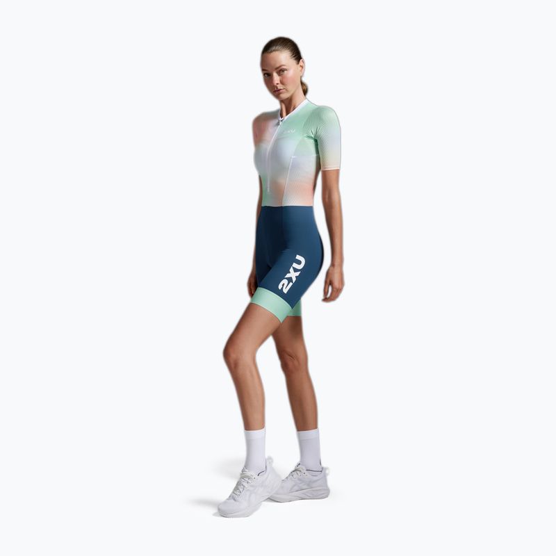 Dámská triatlonová kombinéza 2XU Aero Hex Sleeved jelly mint/majol 3