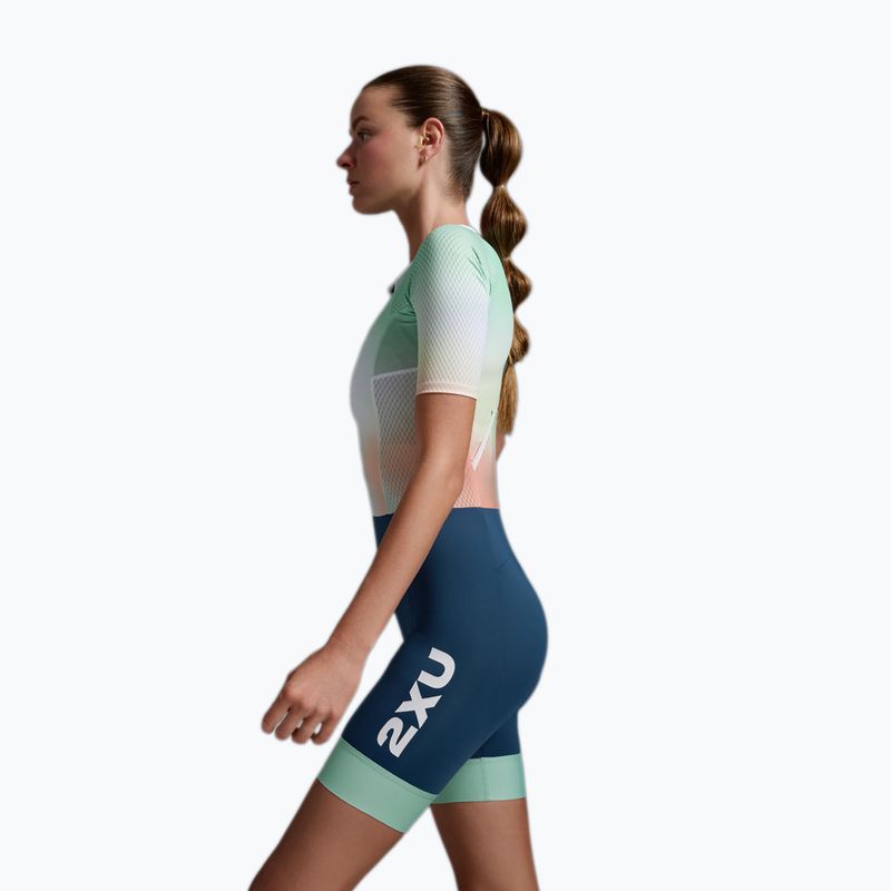 Dámská triatlonová kombinéza 2XU Aero Hex Sleeved jelly mint/majol 5