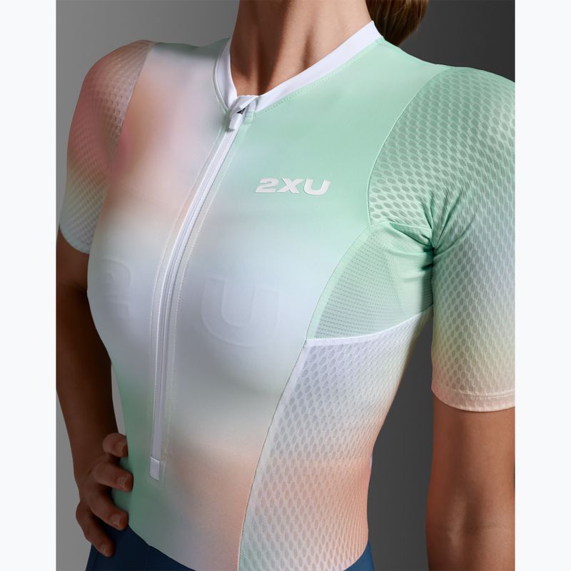 Dámská triatlonová kombinéza 2XU Aero Hex Sleeved jelly mint/majol 6