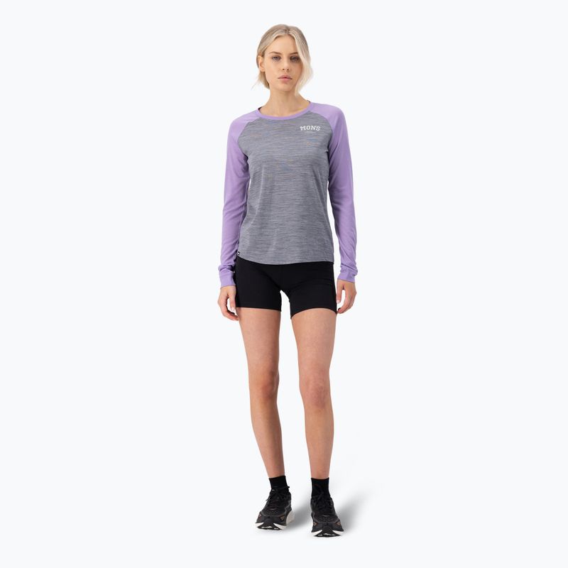 Dámská termoakční mikina Mons Royale Icon Raglan grey heather/ lupin 2