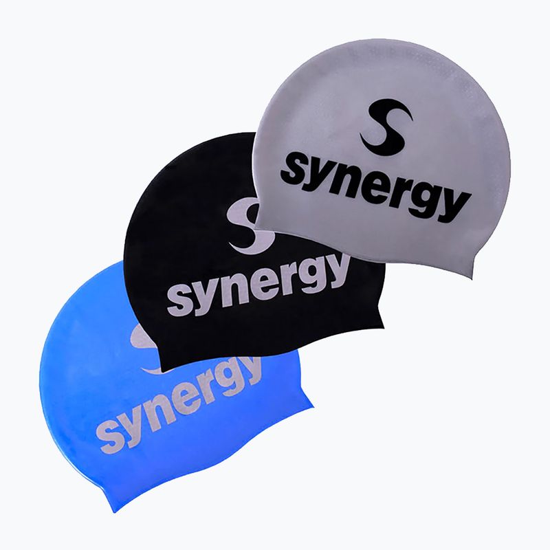 Plavecká čepice Synergy Silicone Swim Cap 3-Pack black/blue/silver