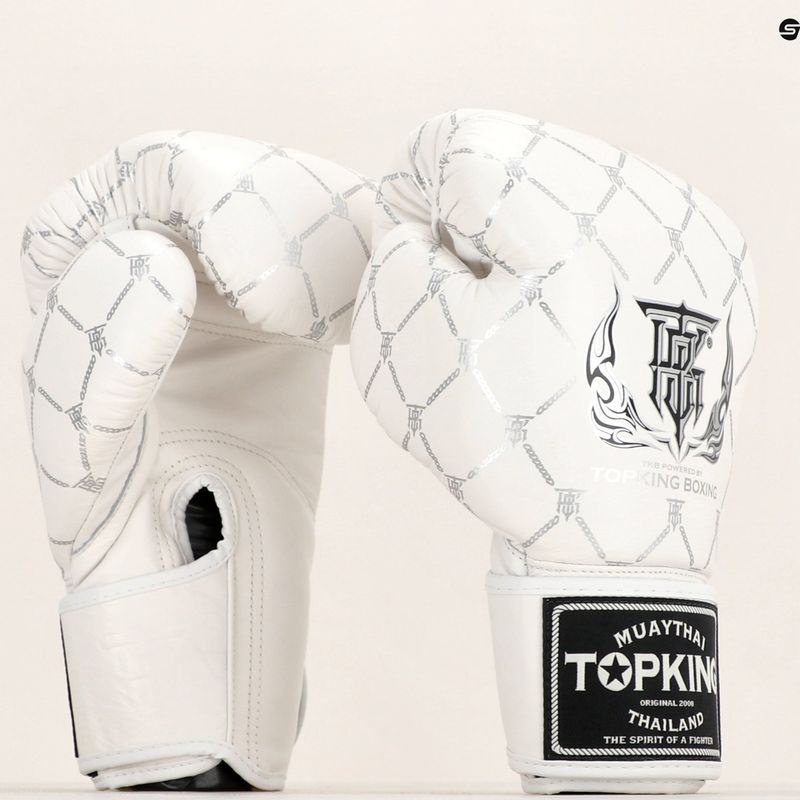 Boxerské rukavice Top King Boxing Chain bílé/stříbrné 8