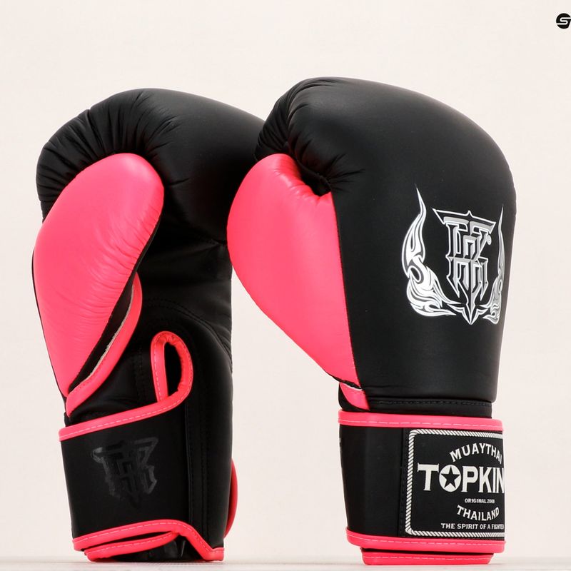 Boxerské rukavice Top King Reborn Semi Leather black/pink 6