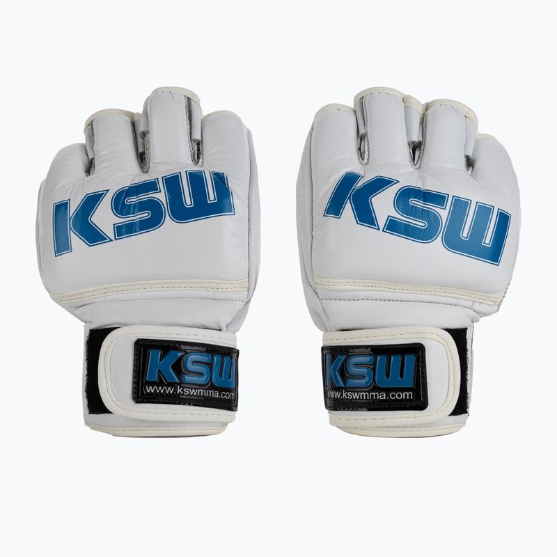 KSW grapplingové rukavice kožené bílé