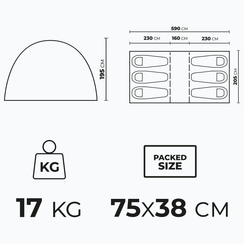 Kempingový stan  pro 6 osob KADVA AIRcamp 6.33 zelený 24