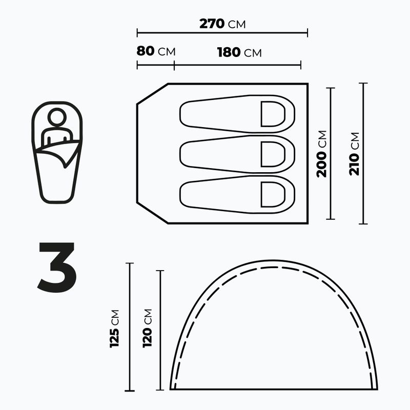 Namiot kampingowy pro 3 osoby KADVA CAMPdome 3 modrý 6