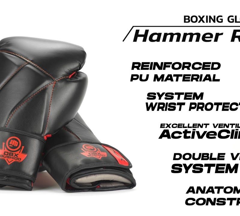 Boxerské rukavice  DBX BUSHIDO "Hammer - Red" Muay Thai czarne/czerwone 21